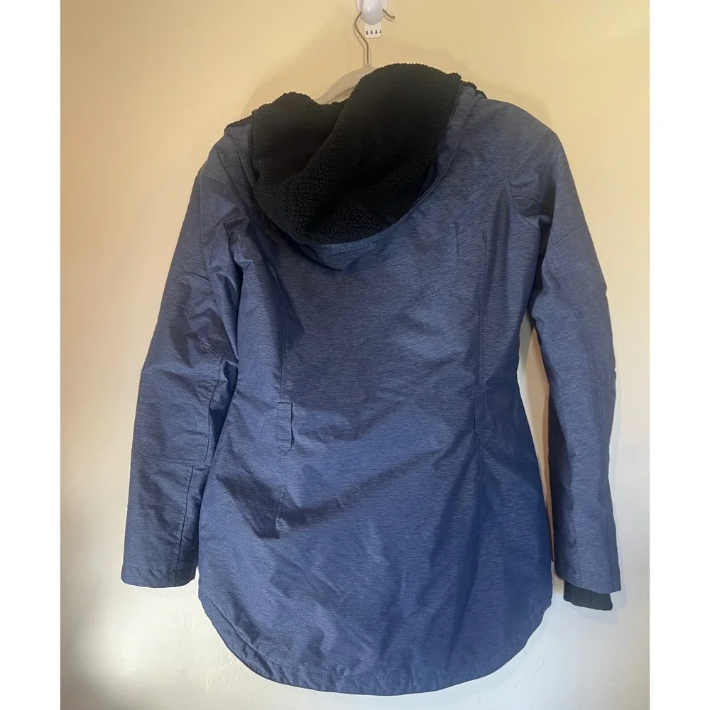 Columbia Omni Heat Hooded Parka Jacket‎ Blue Heathered Size S Waterproof Warm